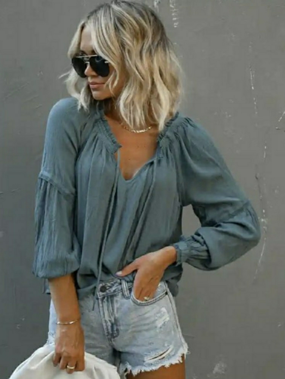 VICI COLLECTION AURELIO TEXTERED TOP
